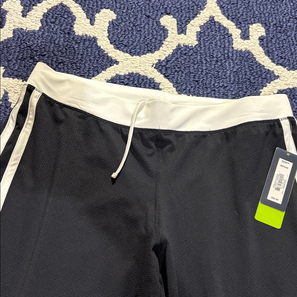 NWT Tek Gear Black White Stripe Relaxed Performance Pants sz M - Picture 2 of 9